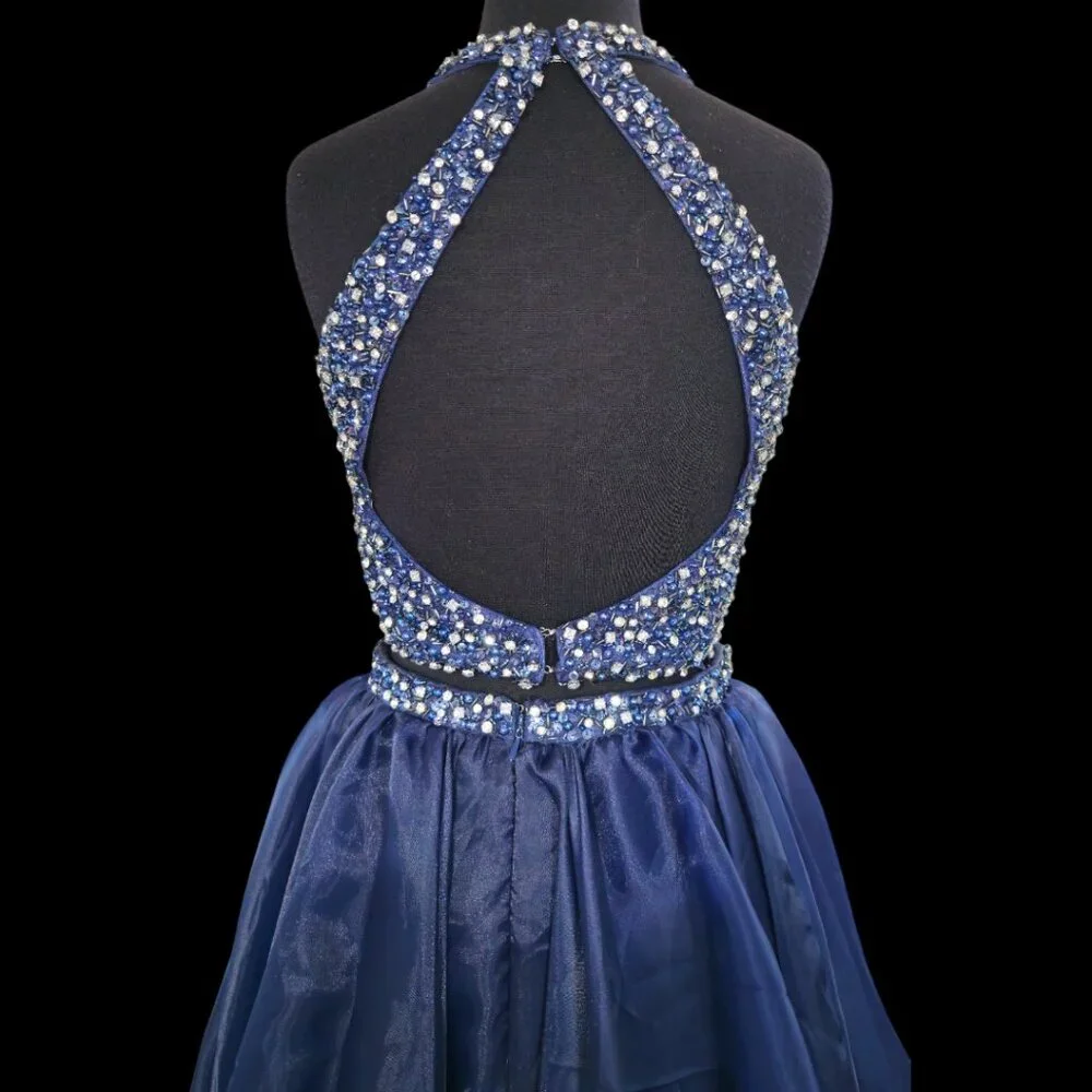 Jovani Navy Embellished Two Piece Prom Ballgown - Picture 4 of 7